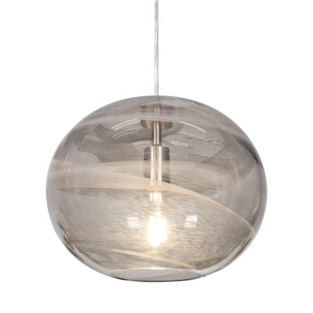 Besa Lighting Geno Cord Pendant, Vapor Smoke, Satin Nickel Finish, 1x7W LED Filament 1JT-GENOSM-EDIL-SN